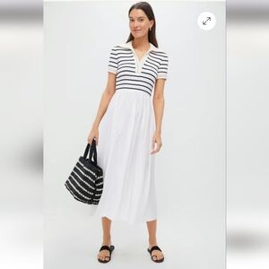 Moon River Ivory Striped Polo Dress In Small